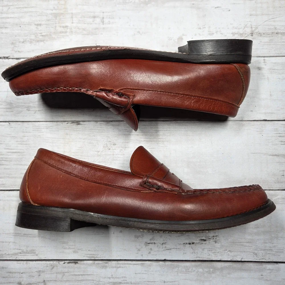 Sebago Classic Penny Loafer Beefroll Leather Mens‎ 9 Brown Made in USA Slip On